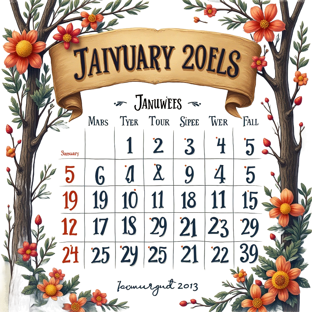 Floral January Calendar 2023